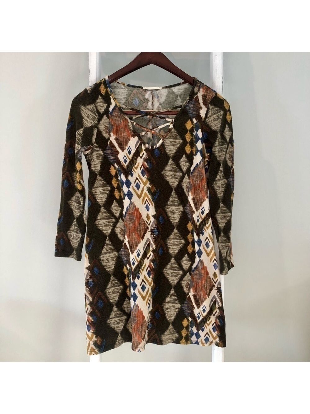 𝅺ENTRO Anthropologie Aztec boho swing dress medium